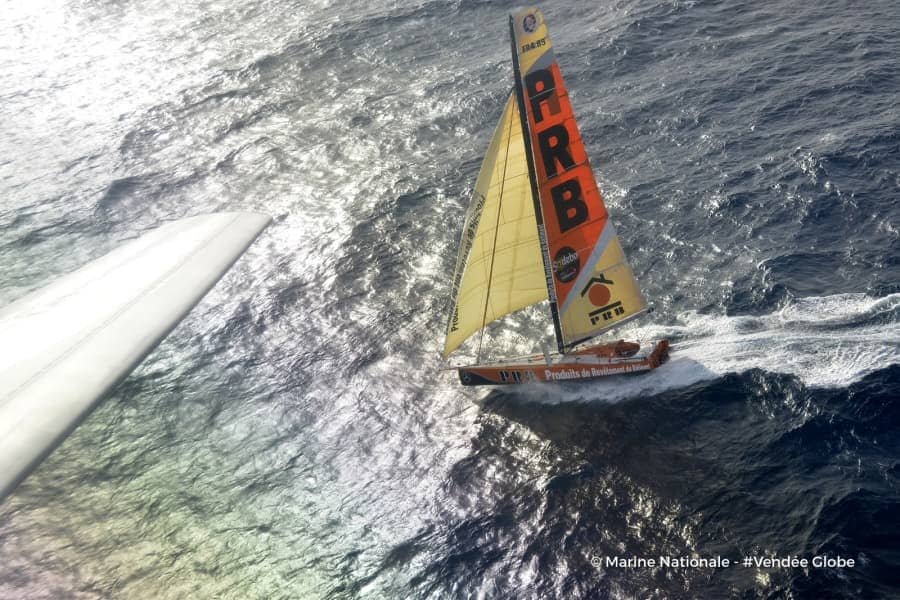 PRB, skipper Vincent Riou (FRA) - Photo shot off Cap Vert Islands on November 12th, 2016 between 5:00 and 6:00 PM - Photo Marine Nationale PRB, skipper Vincent Riou (FRA) - Photo prise au large des isles du Cap-Vert, le 12 Novembre 2016 entre 17 et 18h00 - Photo Marine Nationale