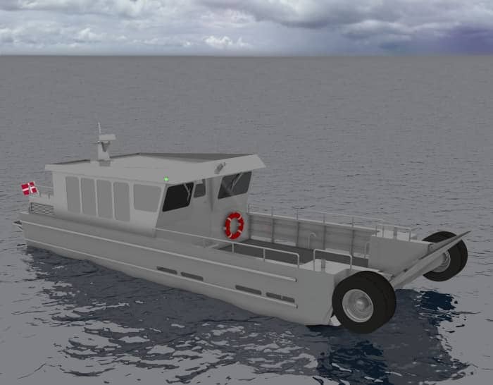 Het Bruce Roberts Europe ontwerp van een twaalf meter landingsvaartuig voor een klant in Denemarken