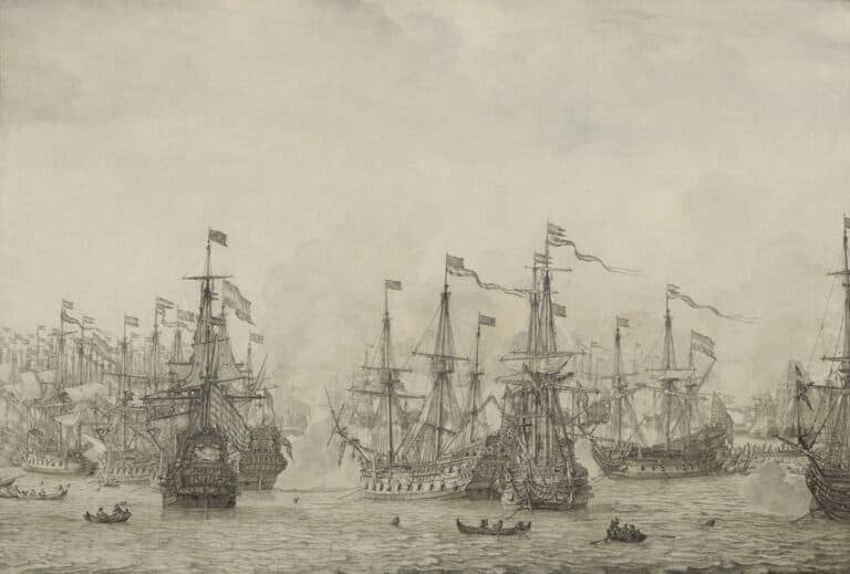 Gevecht Tussen De Retourvloot Van Pieter De Bitter En Een Engels Eskader In De Haven Van Bergen In Noorwegen, Willem Van De Velde De Oude, 1666 1668