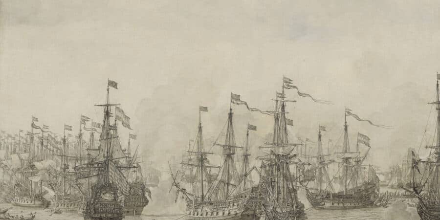Gevecht Tussen De Retourvloot Van Pieter De Bitter En Een Engels Eskader In De Haven Van Bergen In Noorwegen, Willem Van De Velde De Oude, 1666 1668