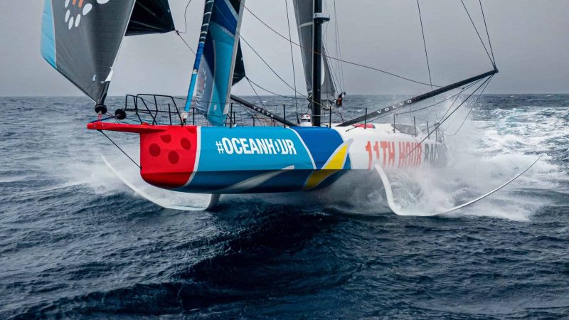 The Ocean Race 2022-23 - 12 March 2023, Leg 3, Day 14 onboard 11th Hour Racing Team. Malama flies downwind in the Southern Ocean.