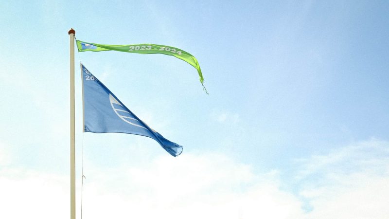 Blauwe vlag en groene wimpel