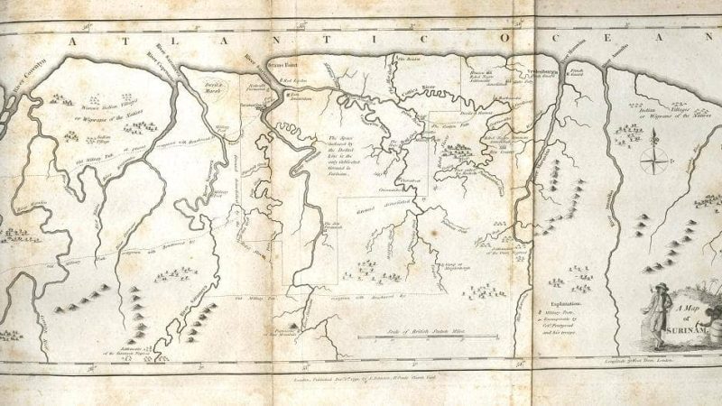Kaart van het noorden van Suriname