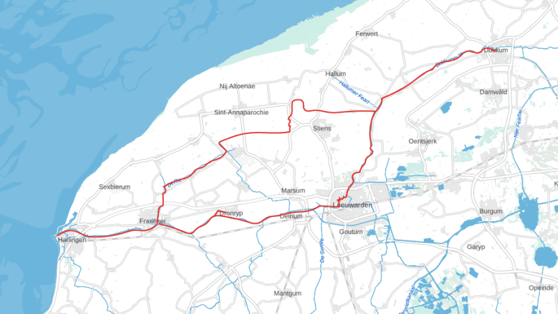 Vaarroute Harlingen Dokkum