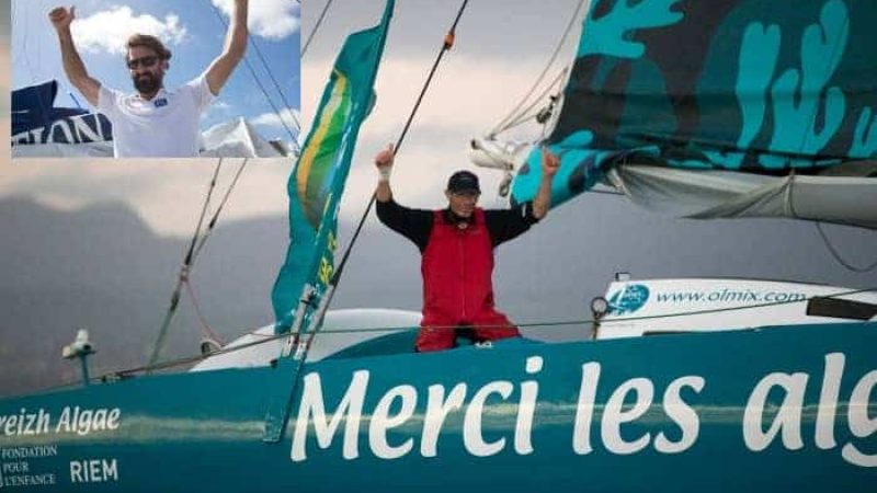 Winnaars Pierre Antoine (Multi Rhum) en  - inzet - Yoann Richomme. (Class 40) Foto's:  Alexis Courcoux / Route du Rhum